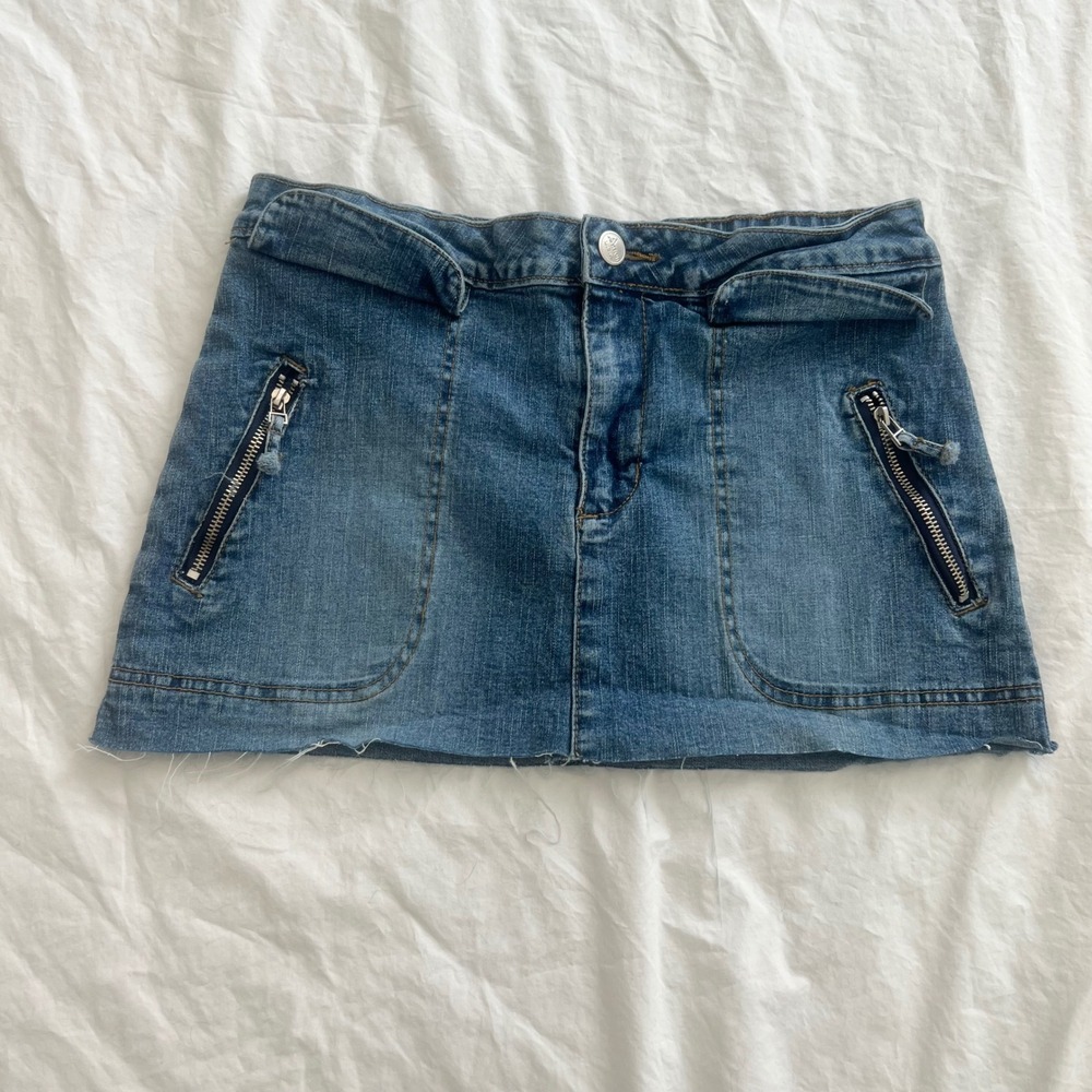 vintage cargo denim mini skirt